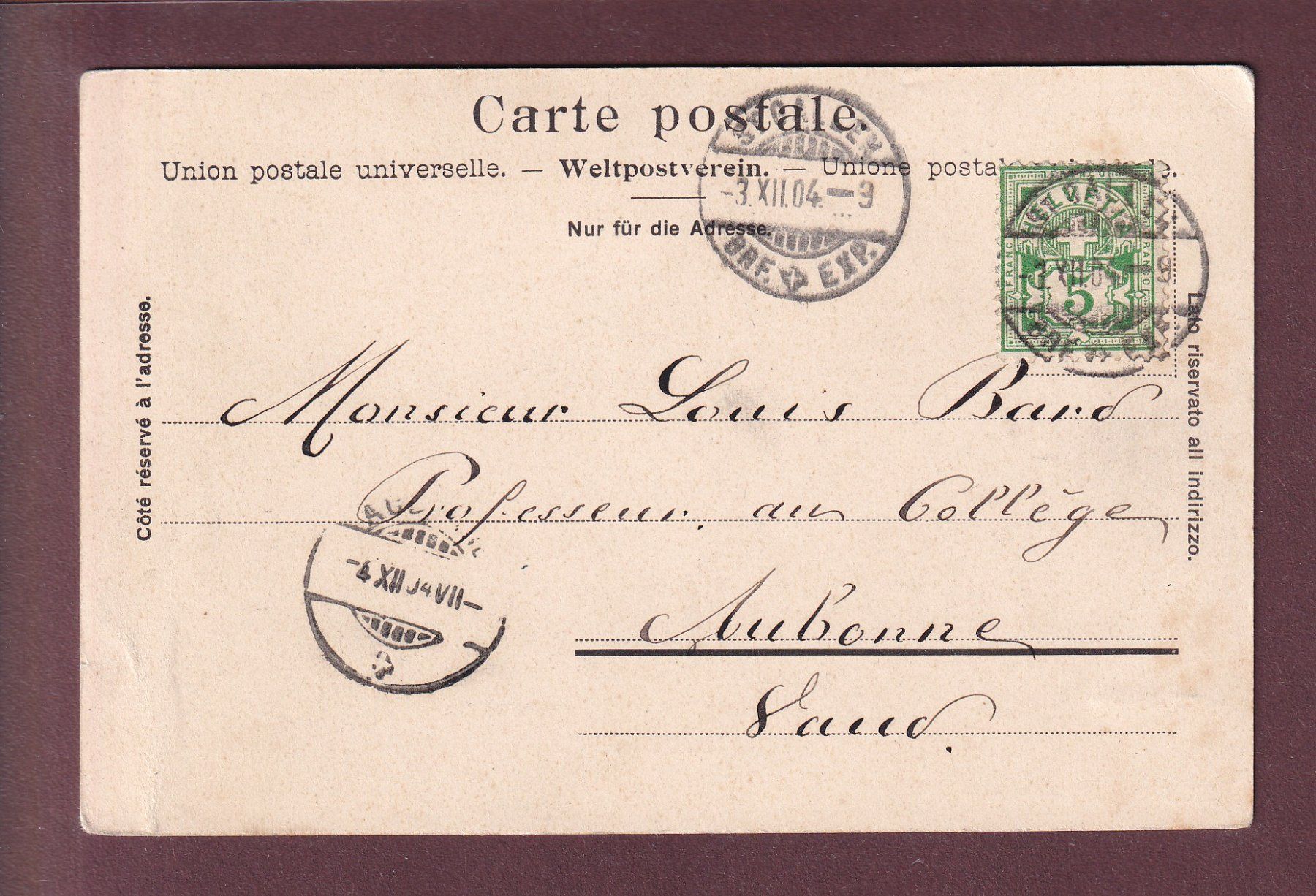 Cartoline postali: ST. GALLEN - Teilansicht - 1904 – Usato da Pully venduto da nicecards 1