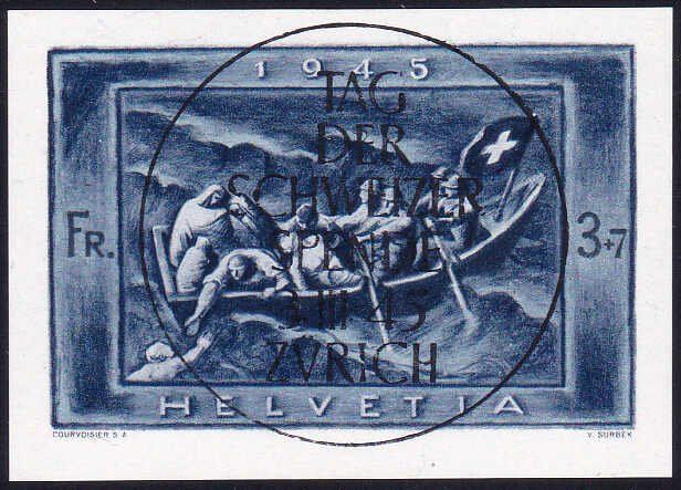 Tutti i francobolli: 3.3.45, Ausschnitt Spendeblock mit perfektem Vollstempel – Usato da Wenslingen venduto da riger11