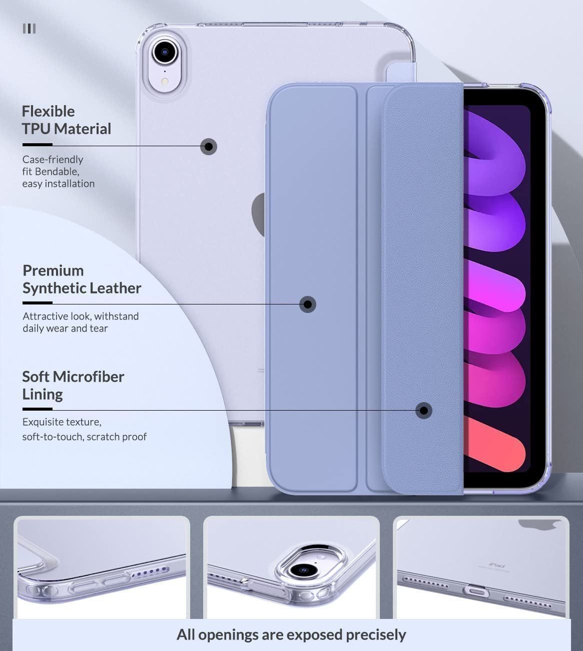 Cover & Protezioni schermo: Smart case coque support ipad mini 7/6 - Bleu claire – Nuovo e nell'imballaggio originale da Morges venduto da DigiAC 4