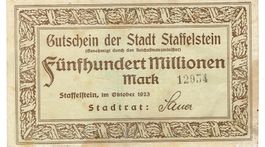 Staffelstein 500 Mil. Mark 1923 VZ+