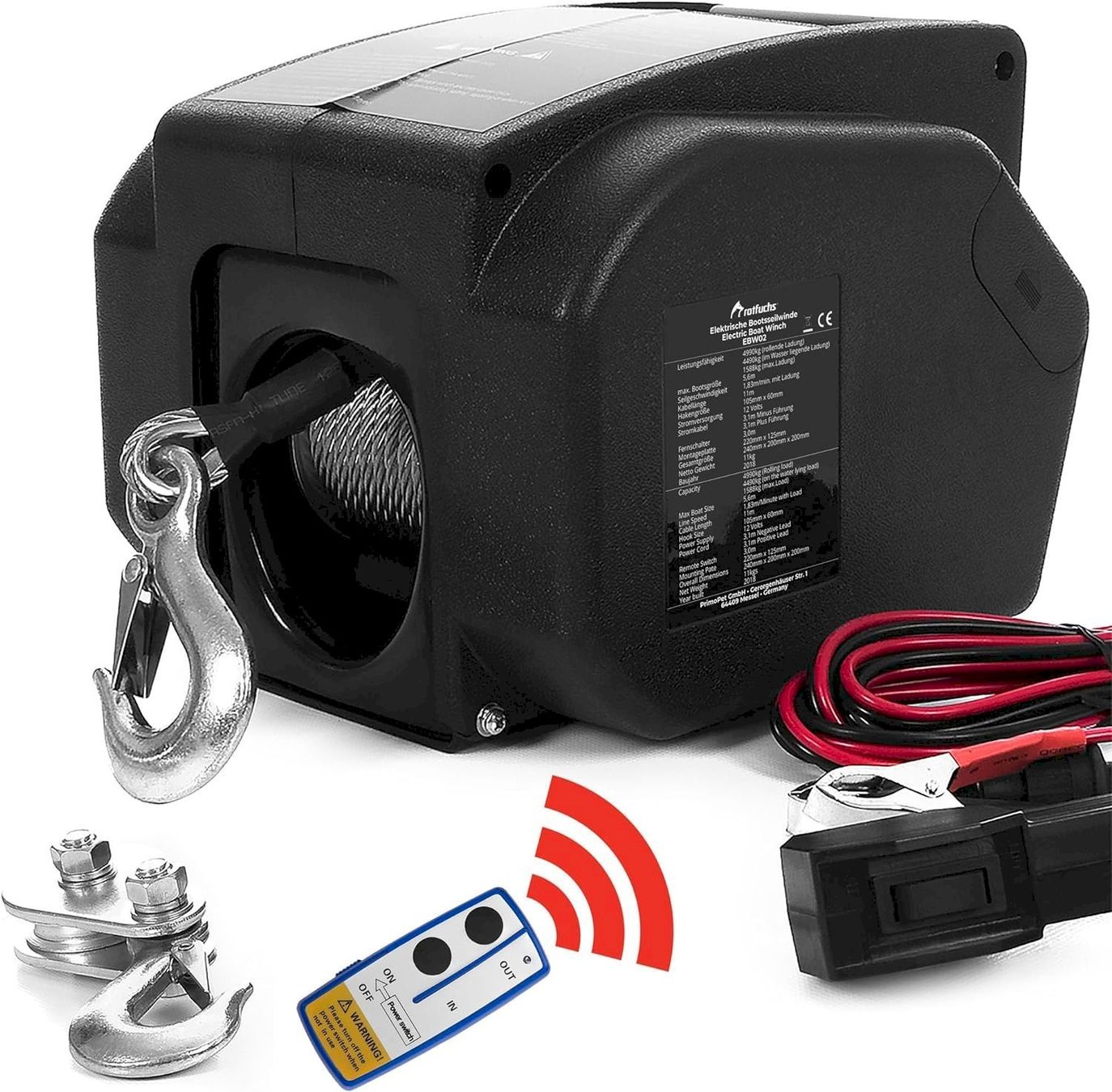 Argani forestali & Pinze posteriori : Elektrische Seilwinde 12V 4990Kg – Nuovo e nell'imballaggio originale da Bottighofen venduto da zaap