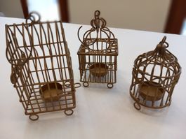 Teelichter Vogelkäfig Set 3er Deko