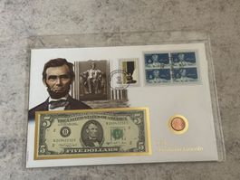 Banknotenbrief - Abraham Lincoln - USA 5 Dollars 1988 Bankn.