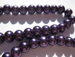 1 Strang Glasperlen Perlmutt 6mm, dunkel violett