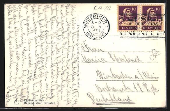 Cartoline postali: Winterthur, Unfallversicherungsgebäude – Usato da Berlin venduto da bartko-reher 1