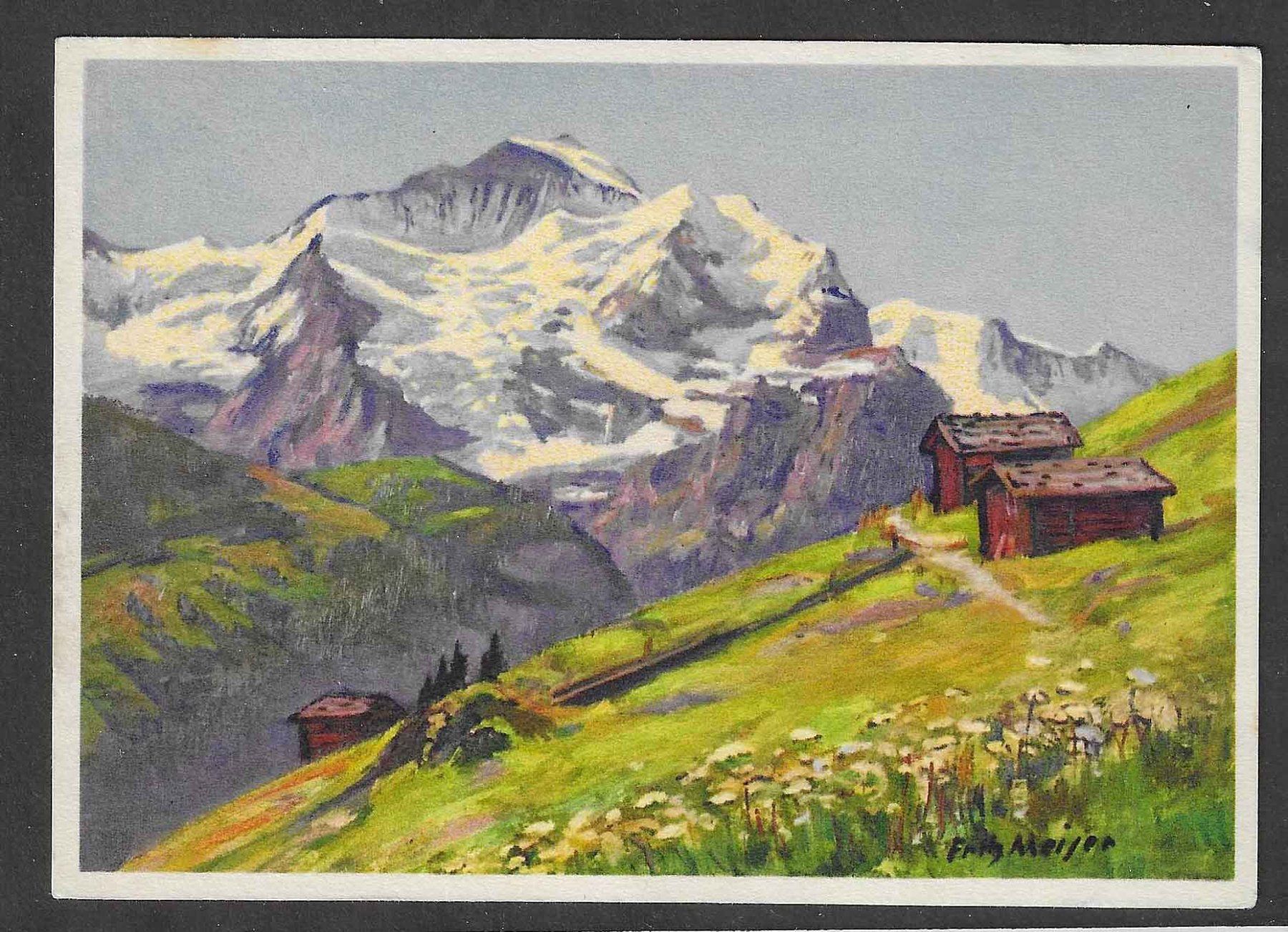 Cartoline postali: Jungfrau (Fritz Meijer) – Usato da Lausanne venduto da Polo07