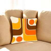 Housse de coussin en polyester à motif retro design vintage