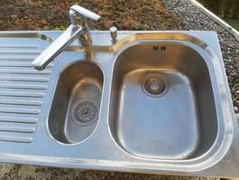 Chromstahl Spühltrog mit 2 Becken