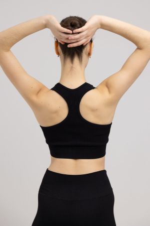 Damen SportBH Support Nahtlos Schwarz TOP XL Fitness YAKWARY