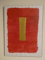 Abstraktes Acrylbild, Gold auf Rot, Unikat handgemalt 2024