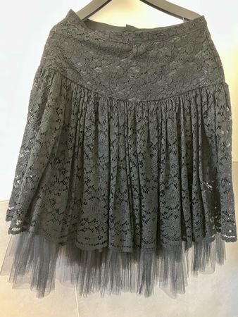 Gonna vintage in pizzo nero con tulle S/M