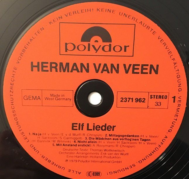 Schallplatten: Herman van Veen – Elf Lieder (LP) – Gebraucht aus Grüningen von azulvinyl 2