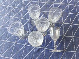 6 Weingläser mit Gravur