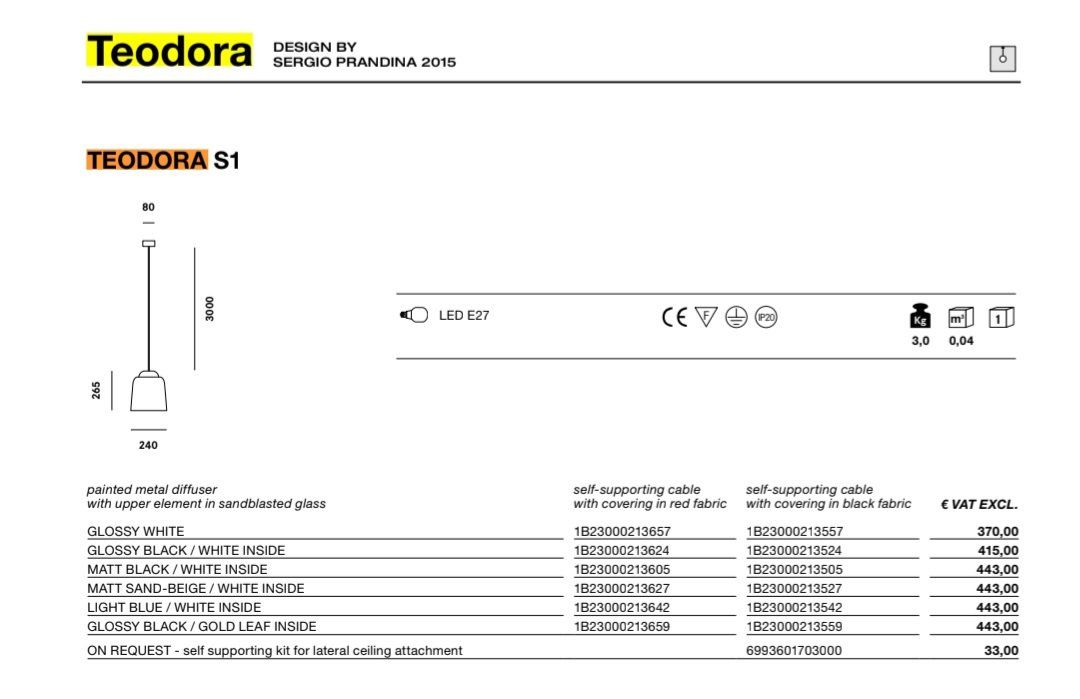 Lampade: Prandina Teodora S1 Glossy Black – Nuovo (secondo la descrizione) da Oftringen venduto da Oftringen1981 4