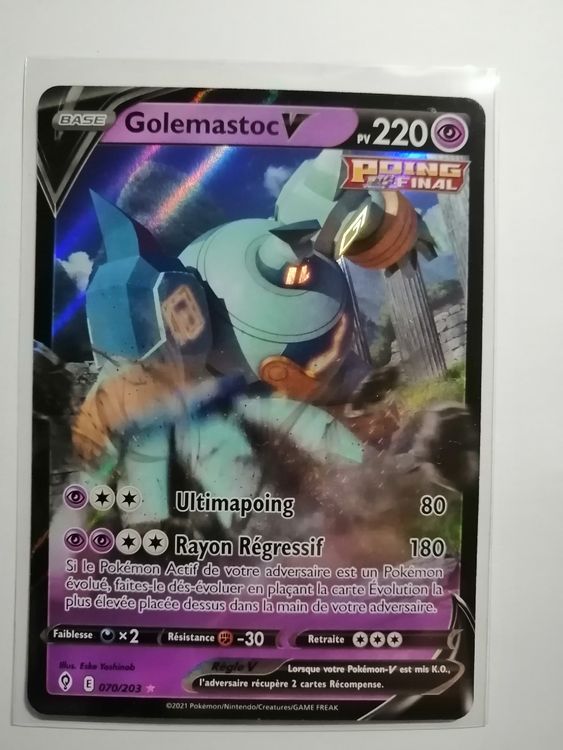 Carte Pokémon Golemastoc Holo  V 070/203 FR comme neuve 1