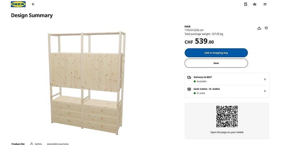 Ikea Armadi: IKEA IVAR Schrank-Kombination – Usato da Zürich venduto da eardbi