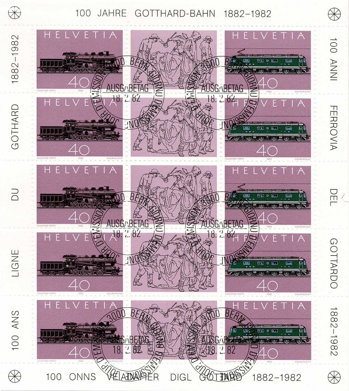 Tutti i francobolli: 1982 Kleinbogen Gotthard Nr. SO75 mit ET-ʘ – Nuovo (secondo la descrizione) da Nuglar venduto da Stamp88
