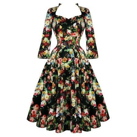 Robe midi florale style années 50 vintage