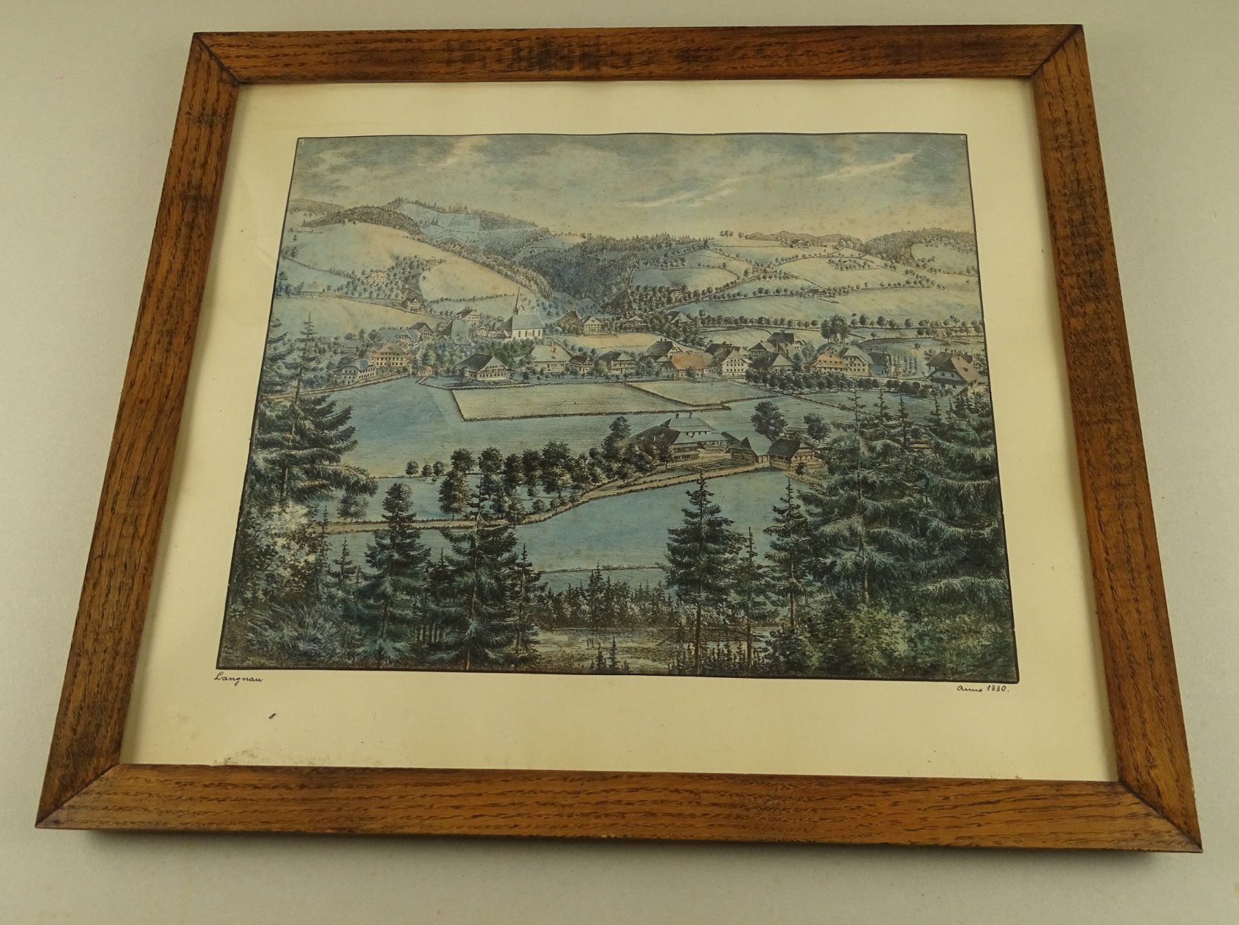 Incisioni: LANGNAU, BERN, LITHOGRAPHIE UM 1830 – Usato da Grüningen venduto da Kartensammler 1