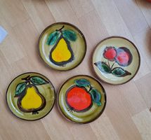 4 Dessertteller mit Fruchtmotiv, Keramik, 70er Jahre