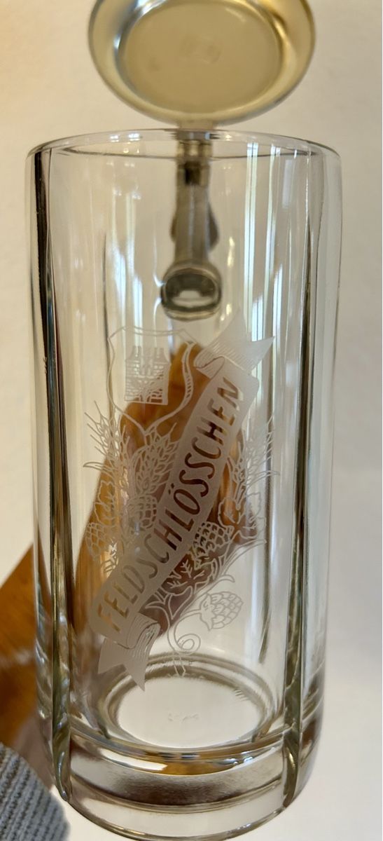 Feldschlösschen Gläser: Bierkrug mit Zinndeckel Feldschlösschen – Gebraucht aus Lengnau AG von Mefari 5