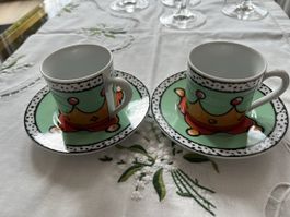 Espresso Tassen mit Untertellern Kahla Froschkönig