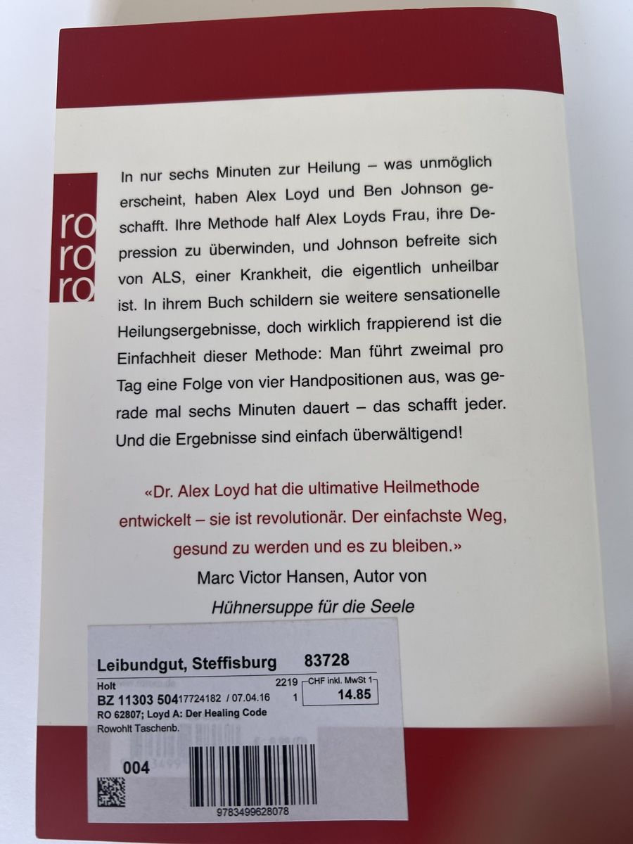 Livres: Der Healing Code: Die 6-Minuten-Heilmethode -Top Zustand! – Neuf (Voir description) à Oberhofen Thun'see par SwissTreasure 1