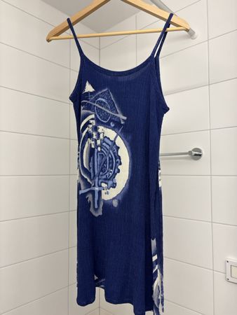 Kleid blau gemustert 100% Baumwolle Grösse S