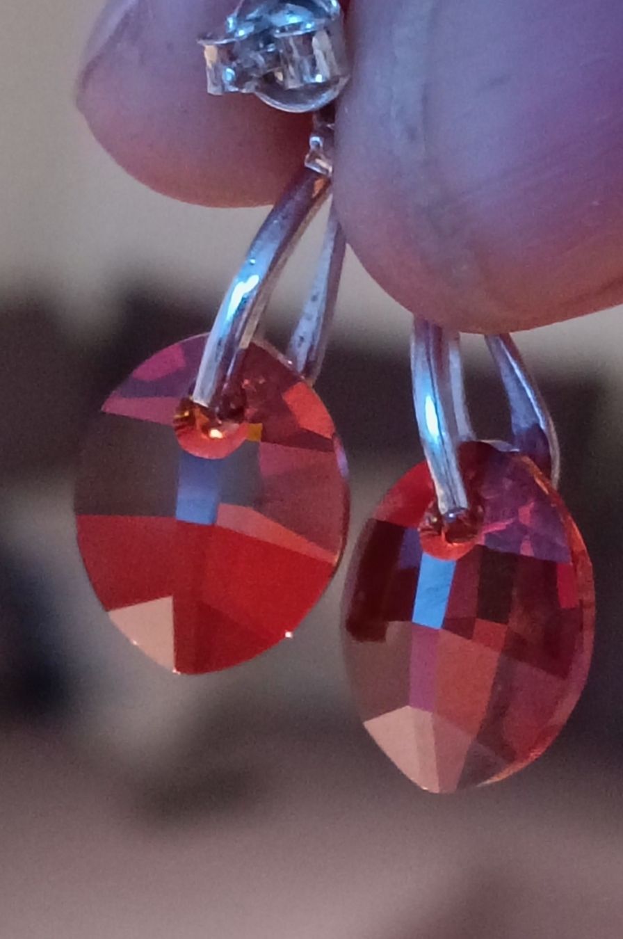 Swarovski Orecchini pendenti & Orecchini a lobo: Red/Brown "Wine" Crystal Drop Swarovski Earrings, Silver – Nuovo (secondo la descrizione) da Zürich venduto da cat_9cvz 2