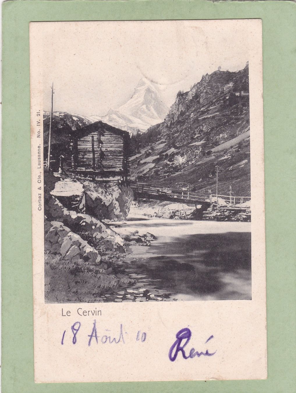 Ansichtskarten: Le Cervin Matterhorn 1910 – Gebraucht aus Herisau von Lisegrat2008