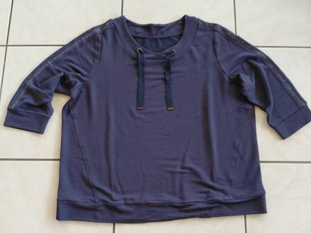 Damen T-Shirt Pullover dunkelblau mit Strasssteinen G:48