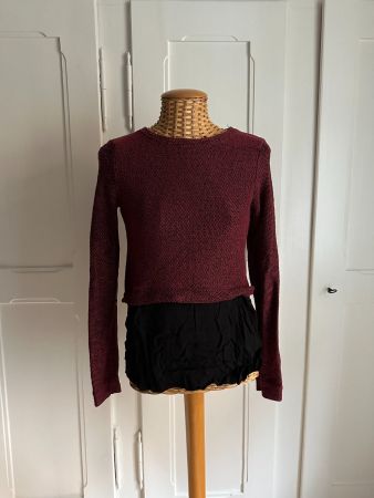 BERSHKA - Layering Strickpullover weinrot M