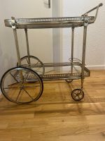 Servierwagen antik Messing mit Glasböden 2 Ablagen