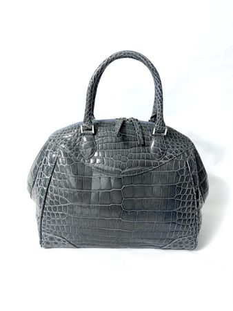 Edle Handtasche in Kroko Leder Grau – Herbst-Must-Have!