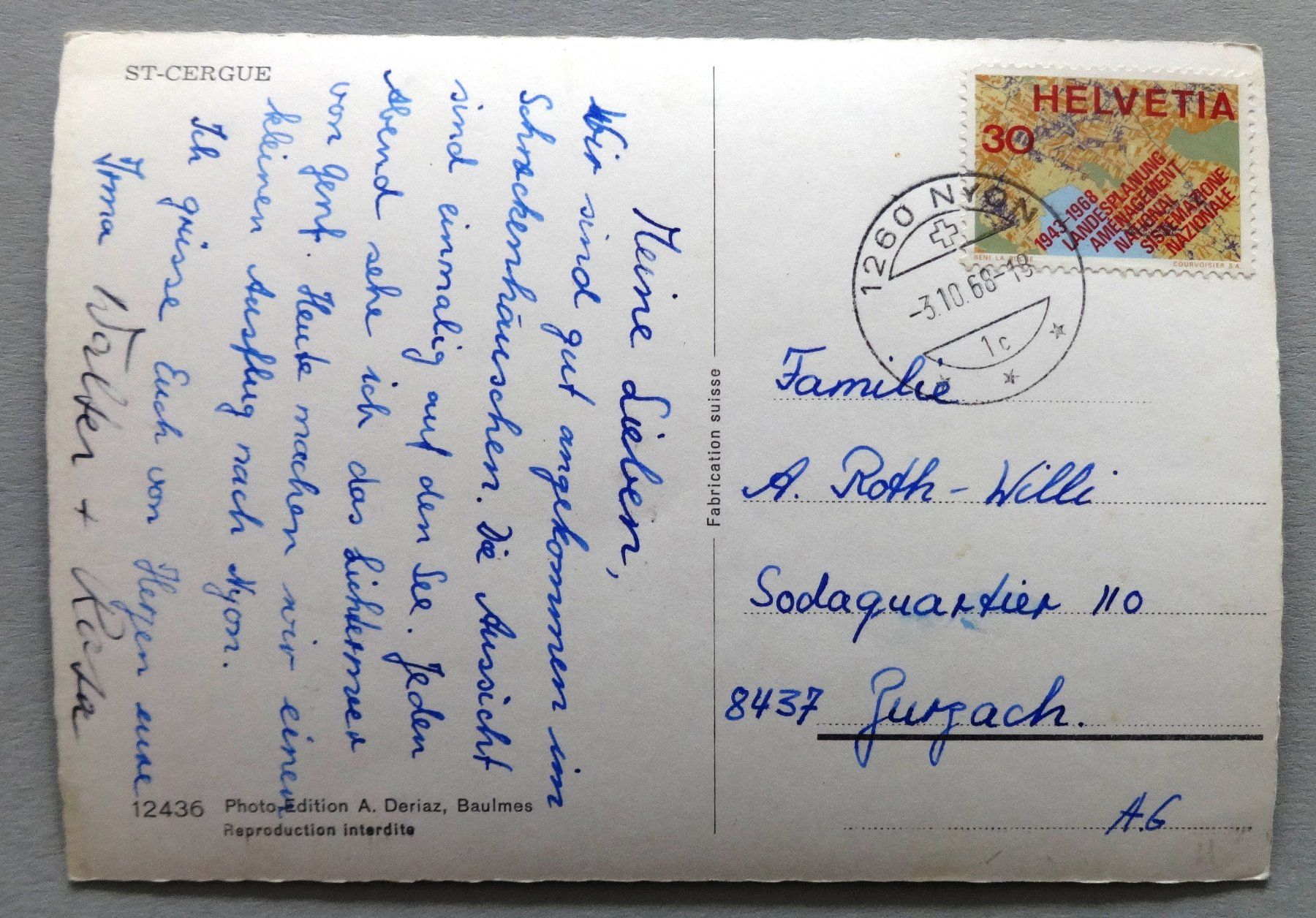 Cartoline postali: St-Cergue – Usato da Fétigny venduto da Billy2miny 1