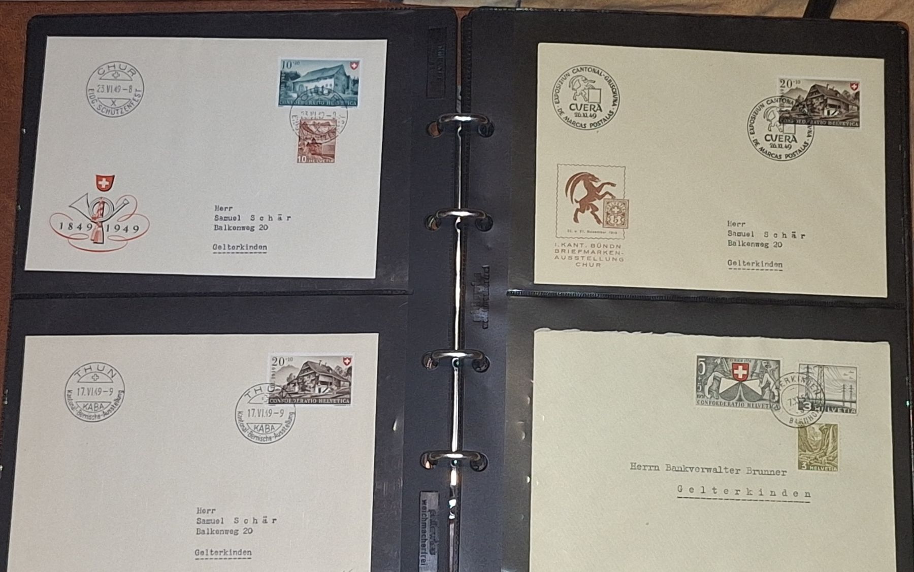 Alle Briefmarken: 44 Briefe ET / Sonderstempel mit Album – Gebraucht aus Balgach von SIMEON27 9