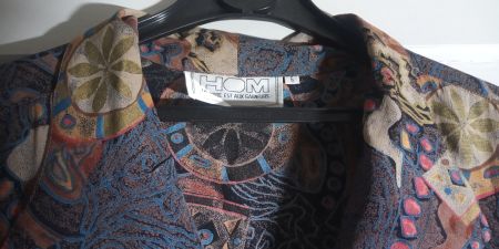 HOM elegantes kurzarm Herren Hemd Hundertwasser Stil Gold XL