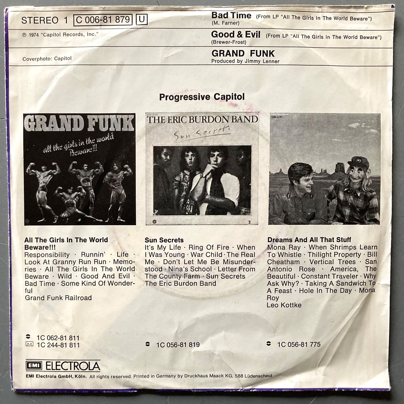 Vinyles: GRAND FUNK - BAD TIME – D'occasion à Poliez-Pittet par Newtown-Records 1