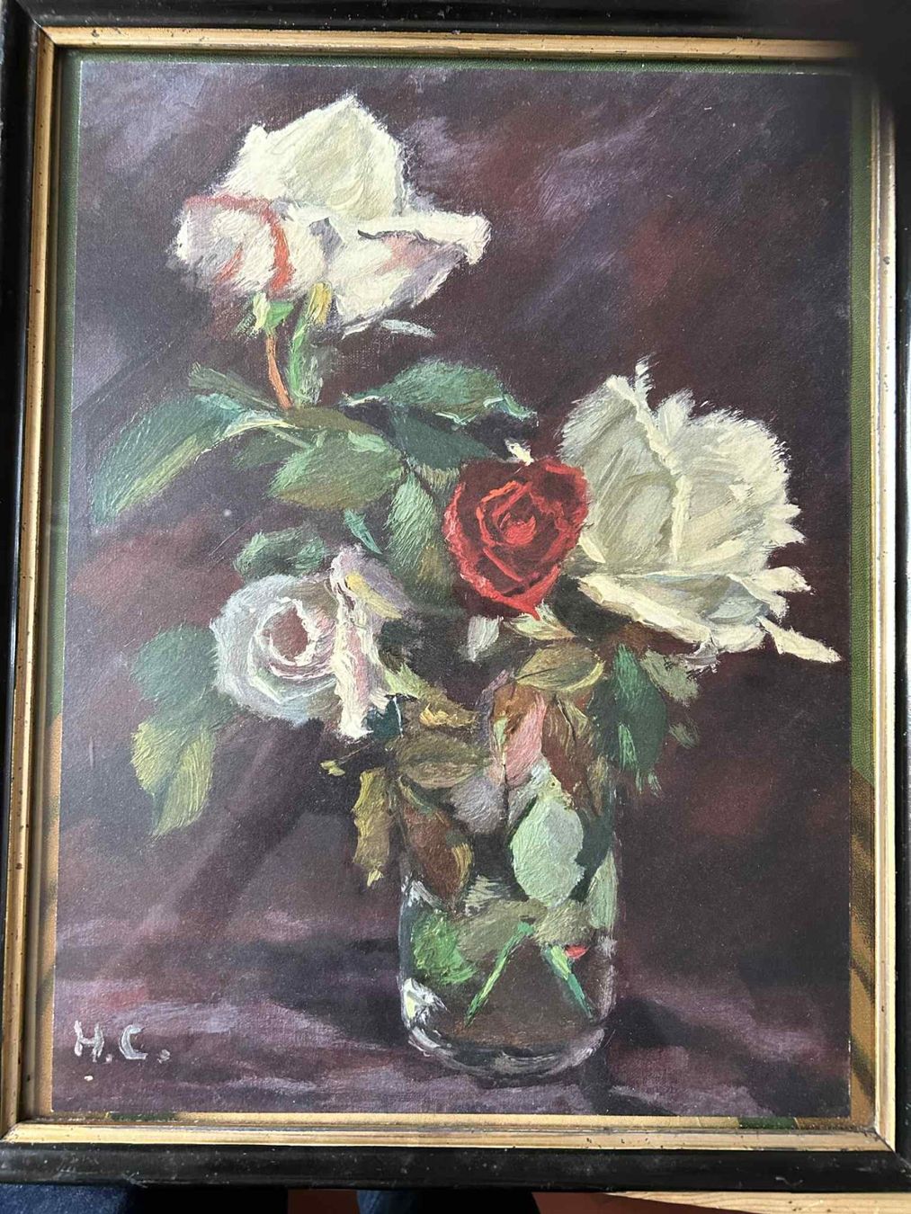 Gemälde: Roses, Stilleben von Hans Comiotto, Farblitographie – Gebraucht aus Bern von Flo_Brunner