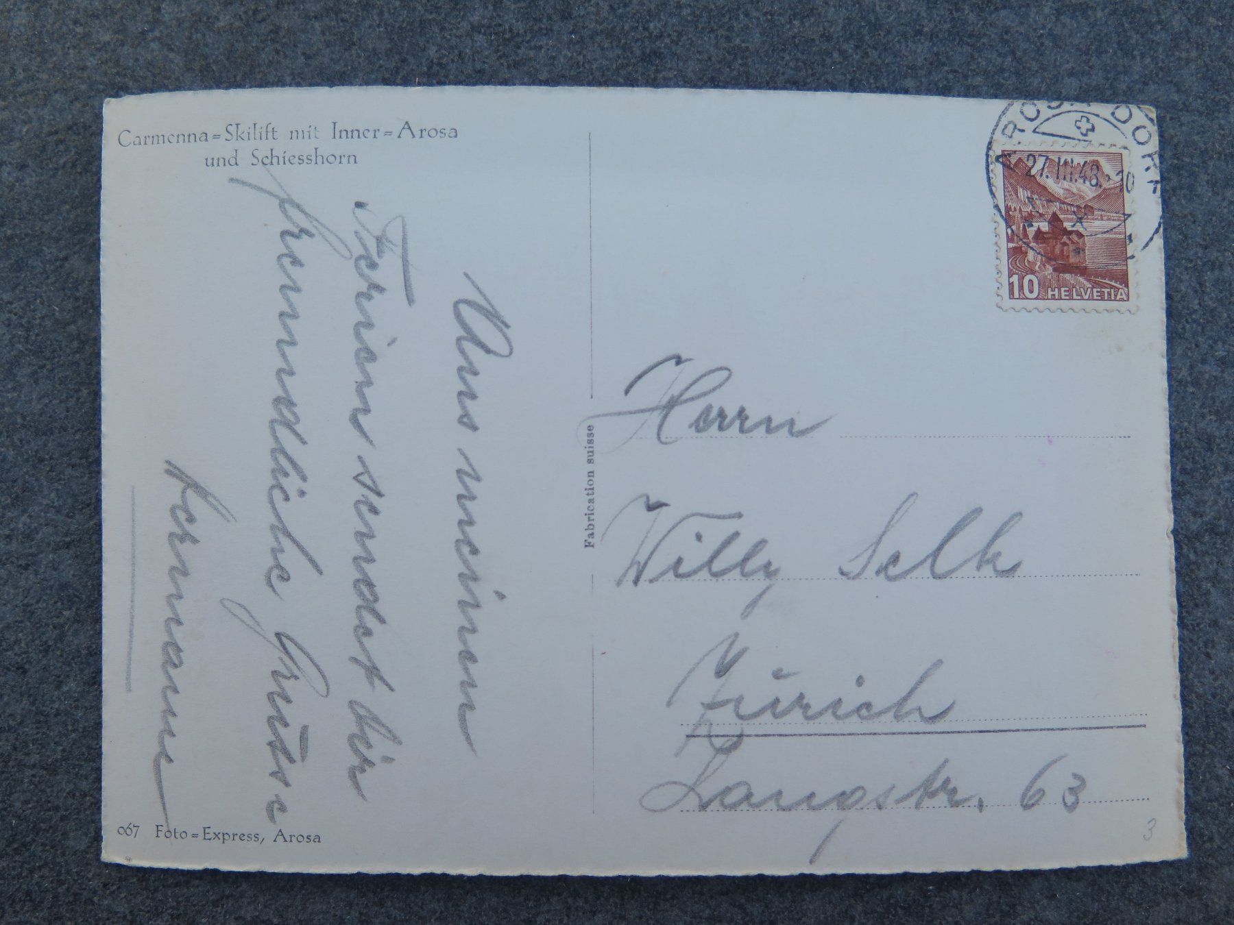 Cartoline postali: AROSA CARMENNA - SKILIFT – Usato da Wittenbach venduto da lipasal 1
