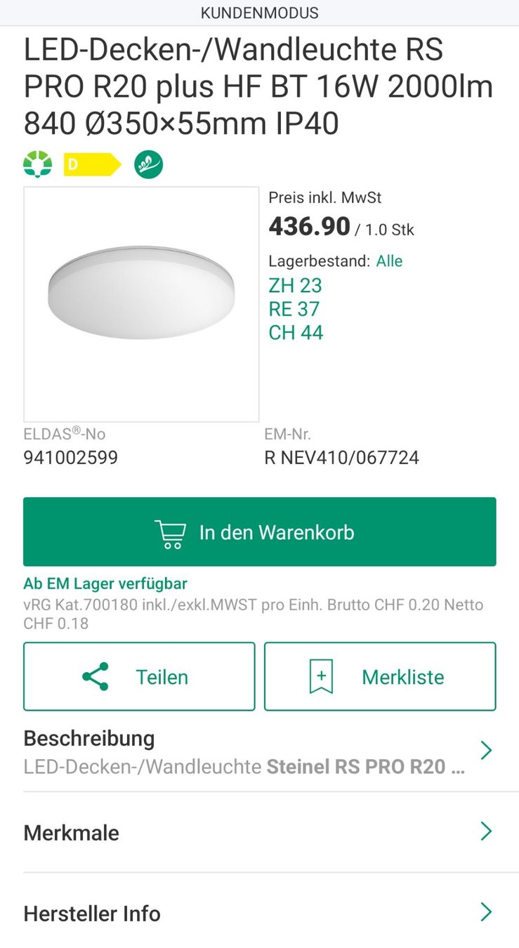 Steinel Lampen: Steinel LED-Deckenleuchte RS PRO R20 Plus HF BT – Neu und originalverpackt aus Holderbank AG von Sasagem 2
