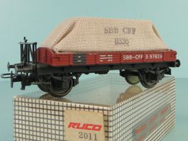 Ruco 2011 SBB Flachwagen mit Plane, neuwertig
