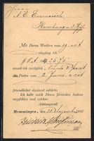 Vorläufer-AK Memmingen, 1883, Empfangsb