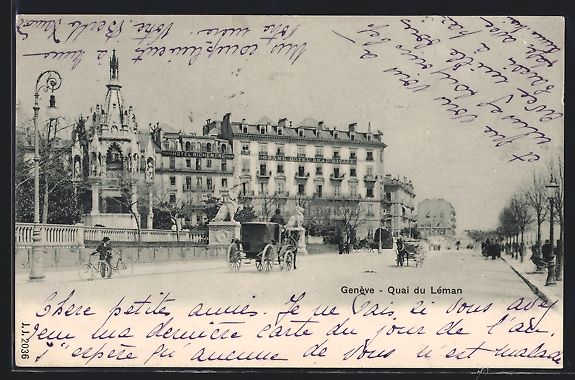 Cartoline postali: AK Genève, Quai du Léman, 1901 – Usato da Berlin venduto da bartko-reher
