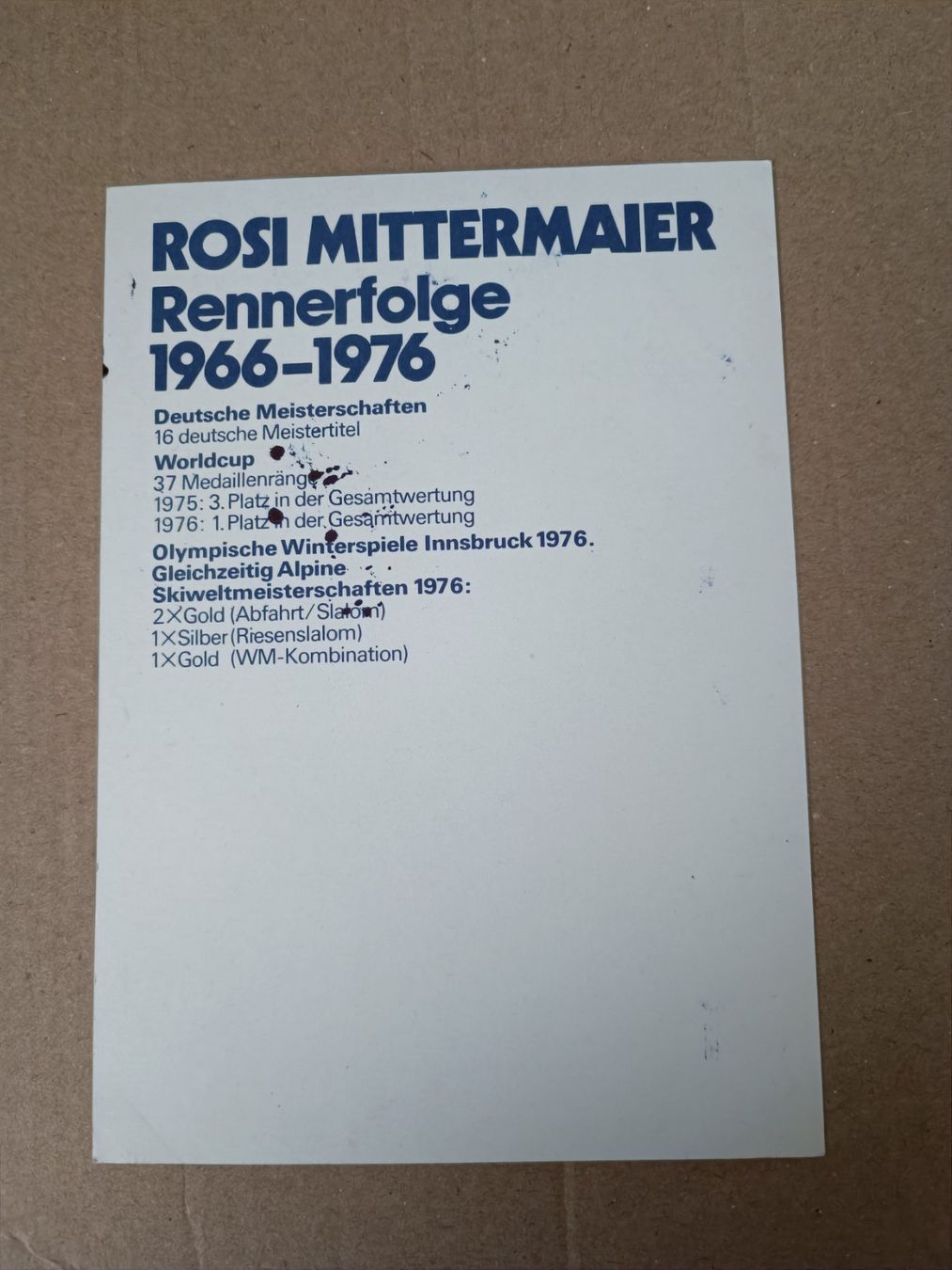 Autografi: Rosi Mittermaier – Usato da Menziken venduto da Autogramme 1