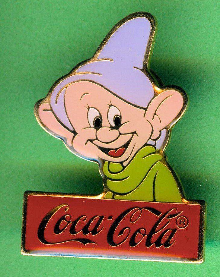 Disney Placchette & Badge: Disney   DOPEY   Coca Cola – Usato da Winterthur venduto da Sammleroase