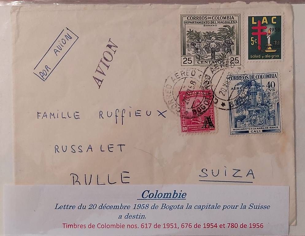 Tutti i francobolli: Colombie, lettre de 1958 – Usato da Saillon venduto da picav