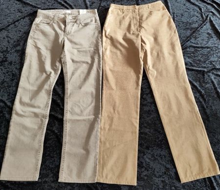 2 beige Damenhosen:TAIFUN - leicht & glänzend + MAC, gr. 36