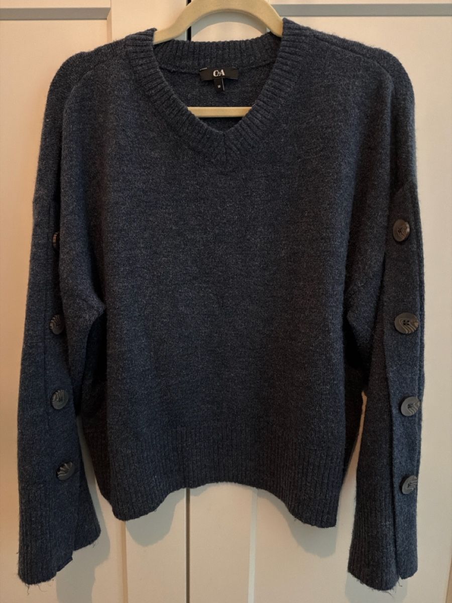 C&A Maglioni & Felpe: C&A Knitted Sweater, Size M, Navy Blue With Buttons! – Nuovo (secondo la descrizione) da Paradiso venduto da Ixaya.studio