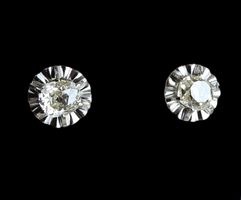 Antik Altschliff Diamant Ohrstecker Gold 18kt 750 und Platin